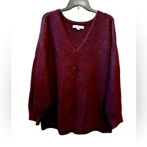 LOFT Deep Burgundy V-Neck Sweater